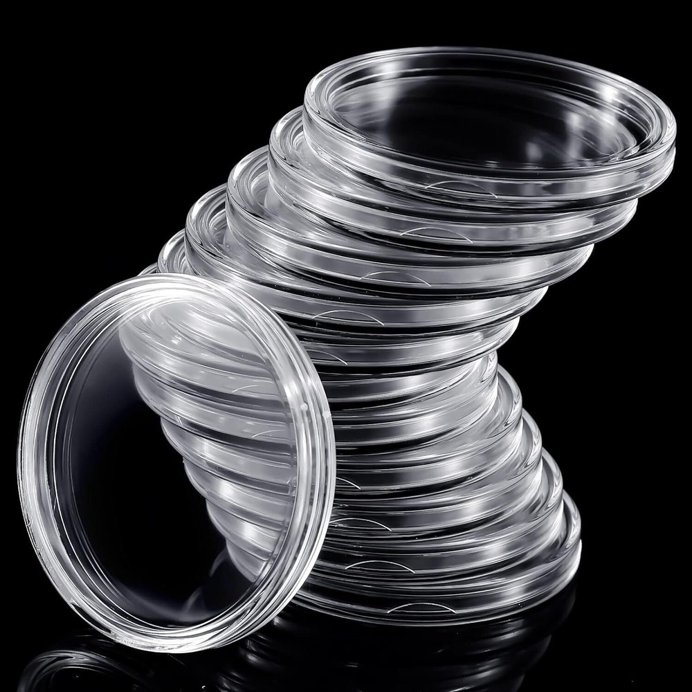 30PCS Plastic Clear Round Coin Capsule Container Storage Box Holder Case 40MM