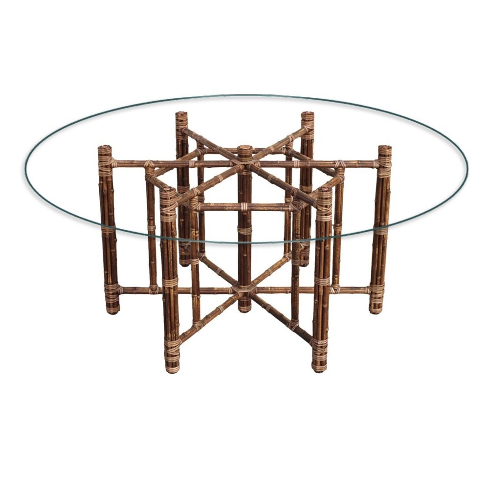 Authentic McGuire Hexagonal Bamboo Rattan Organic Modern Dining Table Base