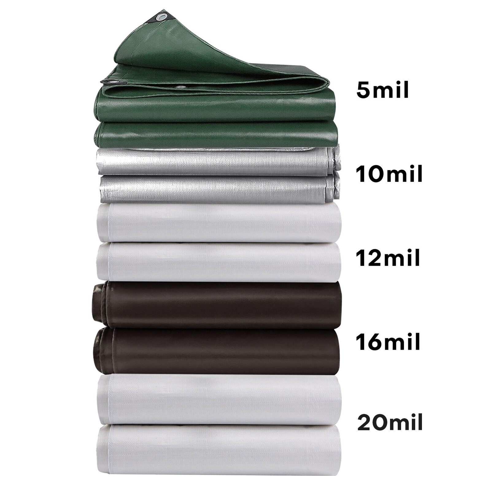 Heavy Duty Poly Tarp 5/10/12/16/20 Mil Waterproof Tarpaulin Cover w/ Grommets