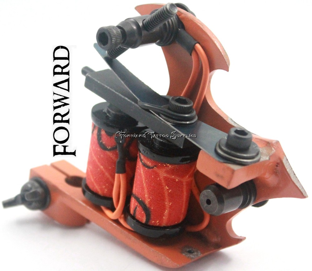 Hand Painted Orange Black Spider Web Bat Shader Tattoo Machine Forward Custom