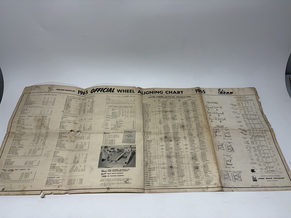 John Bean Ads Visualiner Alignment Official Wheel Aligning Chart 1958-1971