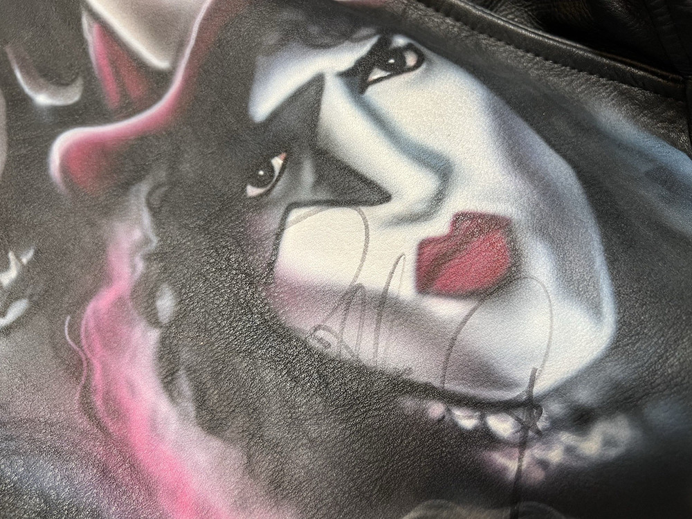 KISS HAND PAINTED ART FIRST LEATHER JACKET SIGNED BY PAUL STANLEY/SINGER/KULICK