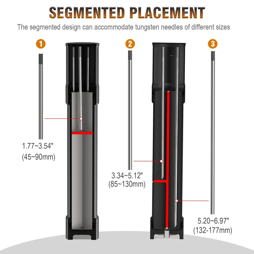 3mirrors Magnetic Base Tungsten Electrode Storage 3-Section TIGWelding Accessory