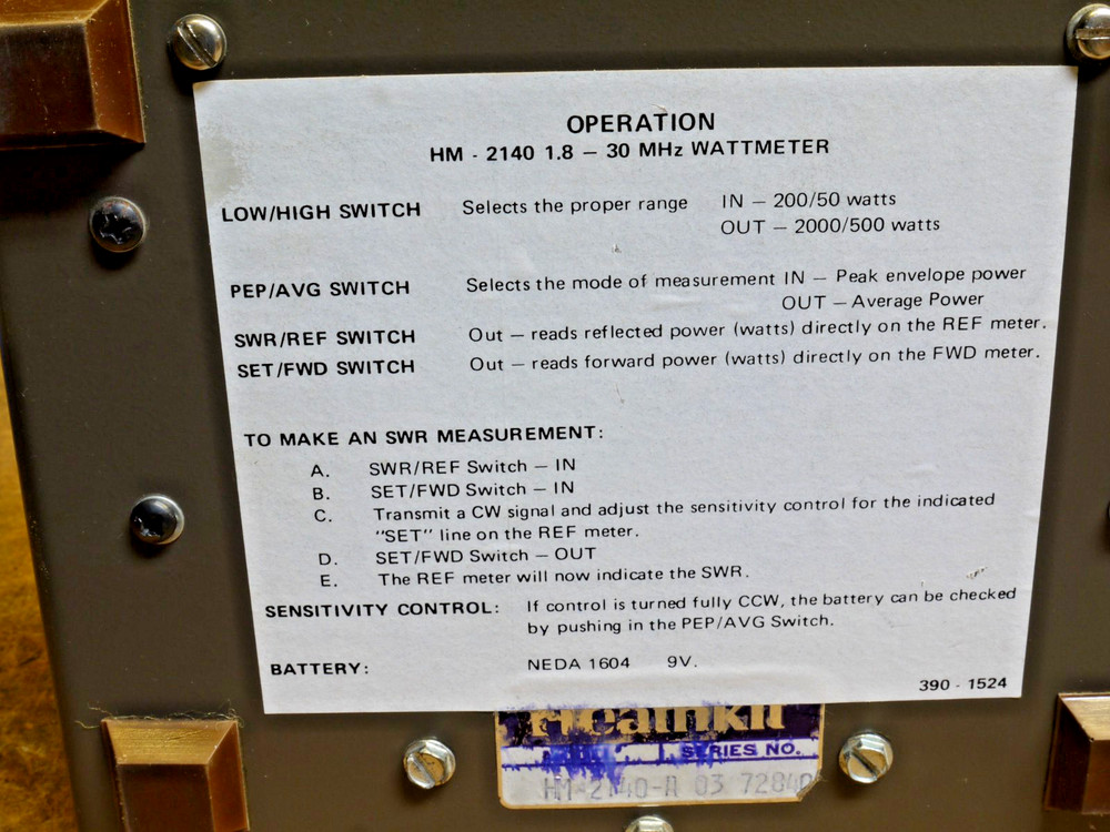 HEATHKIT 2140A SWR/WATTMETER "WORKING"