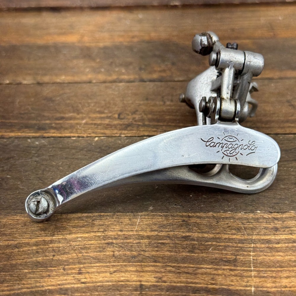 Vintage Campagnolo Record Front Derailleur Bottom Pull Flat Cut Out Clamp C2