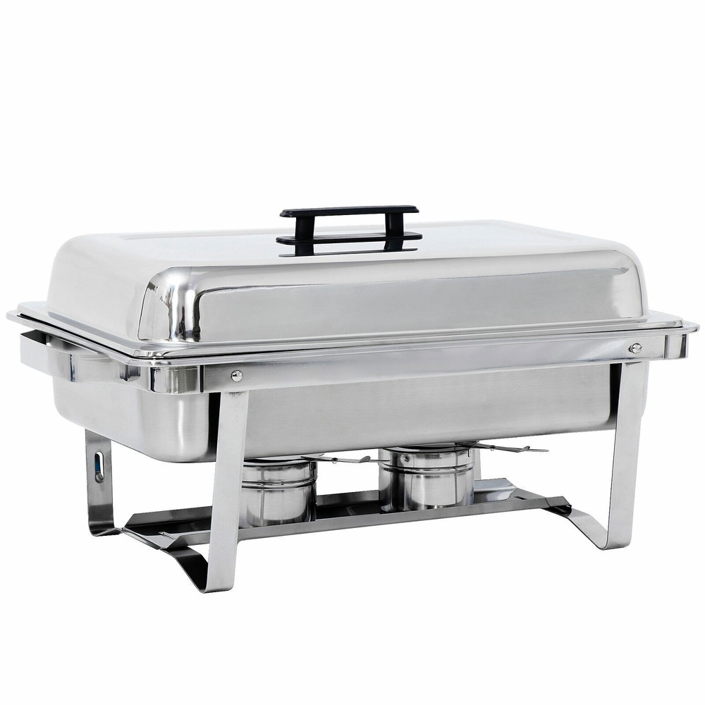 6 Pack 8QT Rectangular Chafing Dish Buffet Set Stainless Steel Full Size Chafer