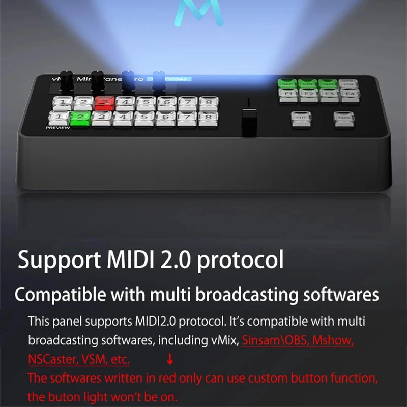 TYST vMix Mini Panel Pro 8-CH Broadcast Switcher w/ Tally Output Video Recording
