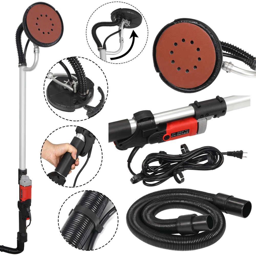 Electric Drywall Sander Adjustable Variable Speed Control With Sanding Pad 800W
