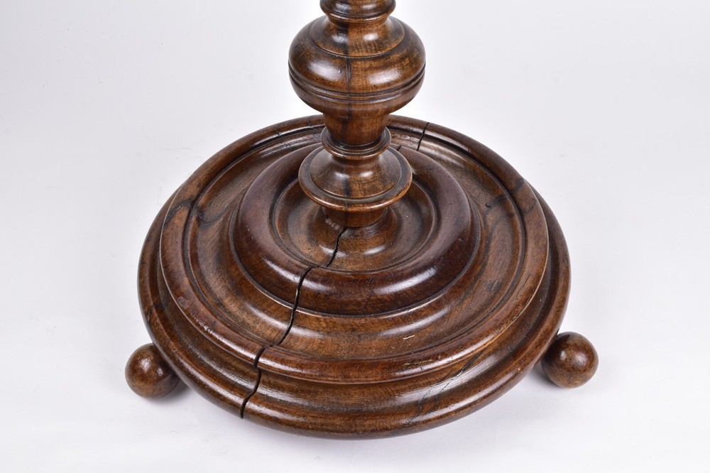 Antique Walnut Side Table with Micro Beaded Top Hand Needlework