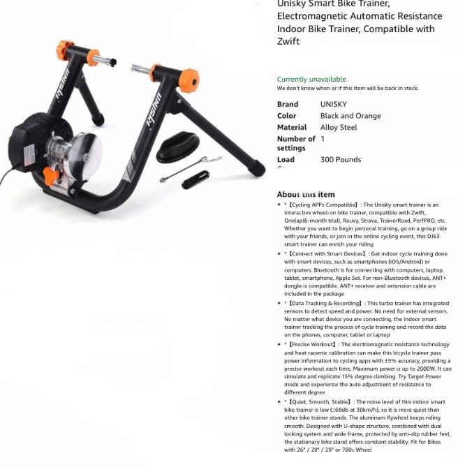 Unisky Indoor Bike Trainer Electromagnetic Automatic Resistance Cycle Machine