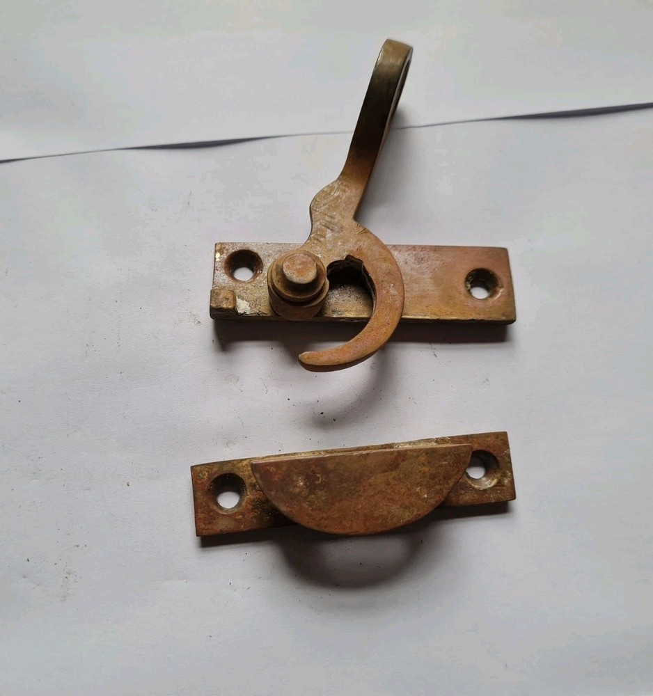 Old Vintage Brass Sash Window Lock