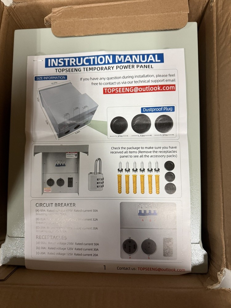 20 30 50 Amp Rv Electrical Panel Receptacle - Temporary Power Outlet Panel Box,