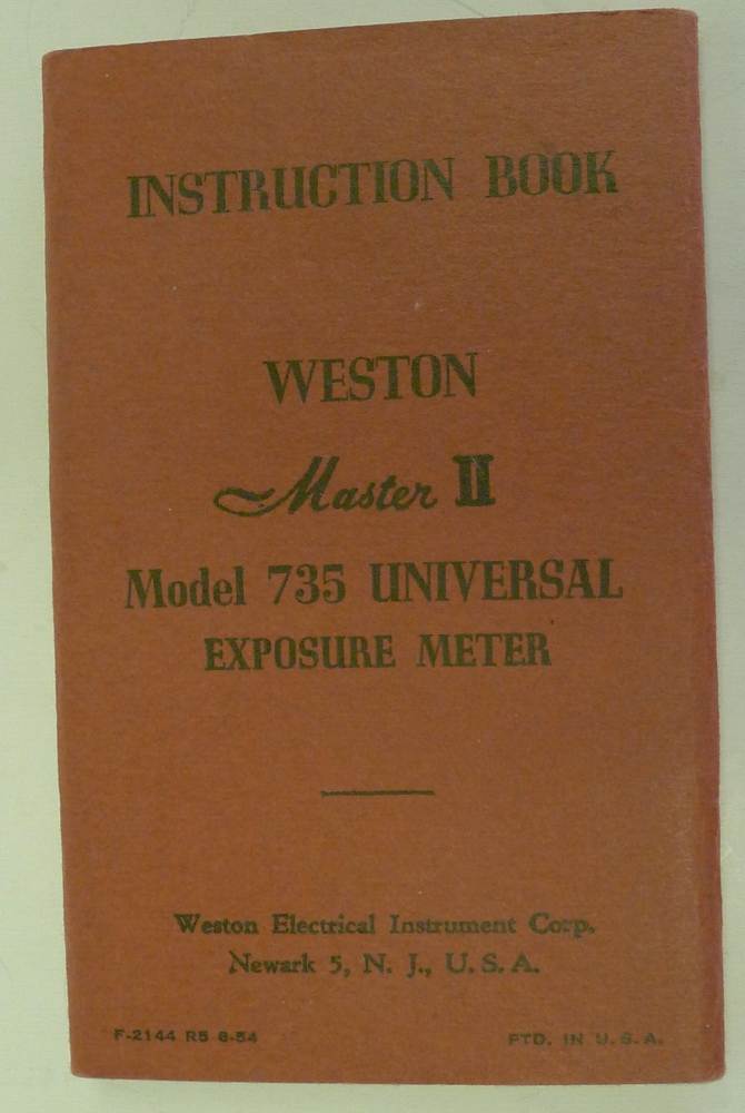 Weston Master II Model 735 Exposure Meter Original Operating Instructions Manual