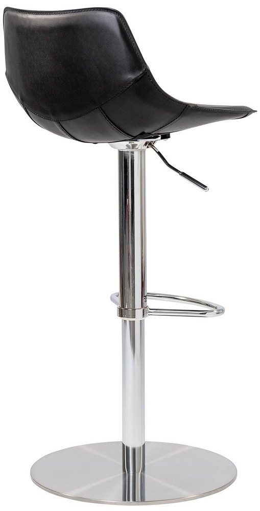 Rudy Black Leather Adjustable Swivel Stool