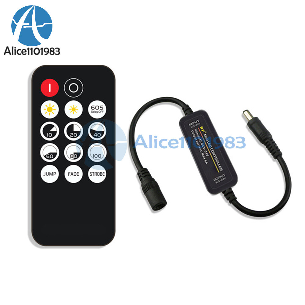 6A Mini LED Dimmer RF Wireless 14Key Remote Control LED Strip Light Controller