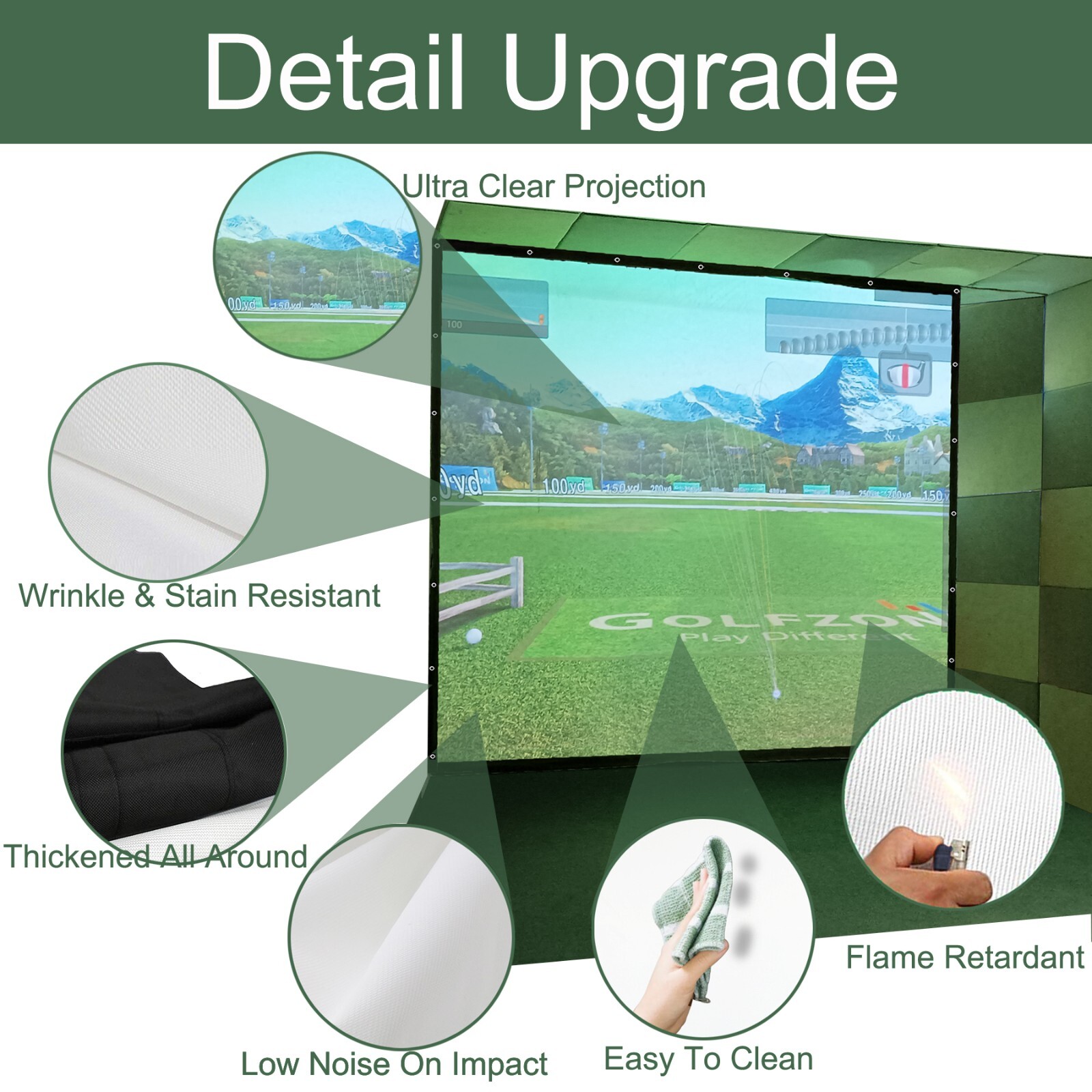 KHAMPA Golf Simulator Impact Screen 9'10'' Indoor DIY Golf Impact Screen Quality