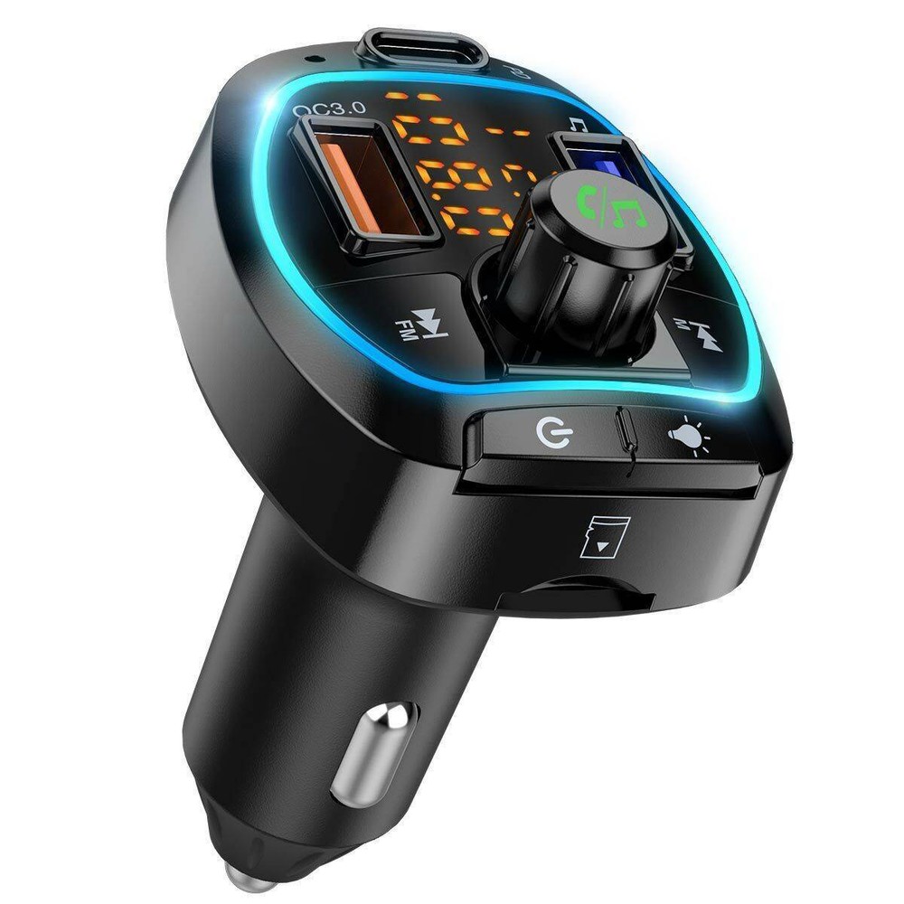 Bluetooth 5.0 Car Wireless FM Transmitter Adapter 3USB PD Charger AUX Hands-Free