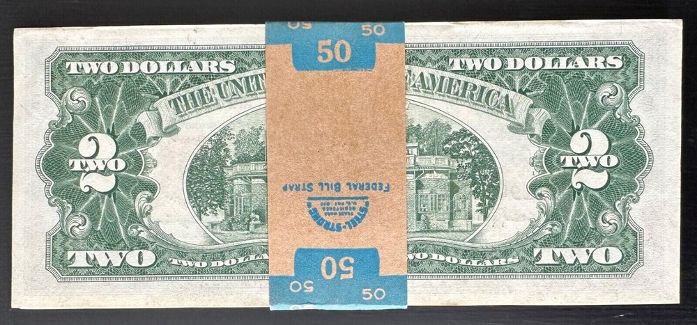 ✯ Two Dollar Red Seal $2 Bill UNC CU✯ From Pack Consecutive Uncirculated Note ✯✯