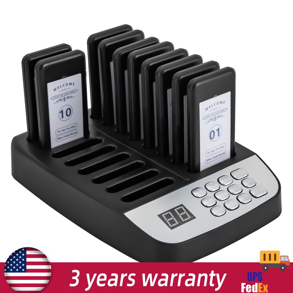 Wireless Restaurant Pager System with 10 Beepers and Long Range Signal
