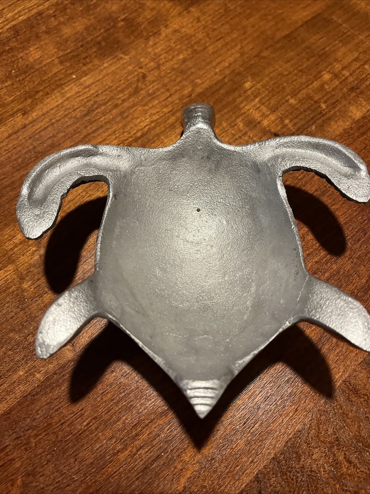 Sea Turtle Sculpture Silver Tone with Shell Abalone Inlay
