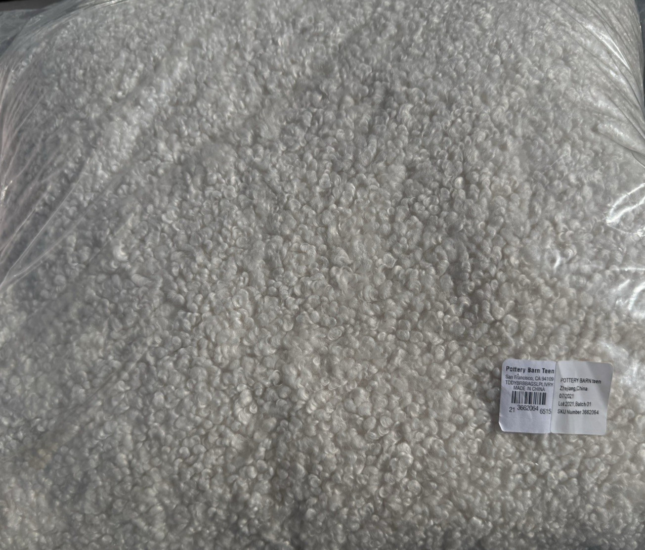 Pottery Barn Teen Teddy Bear Bean Bag Cover Ivory - Large - 41" - New