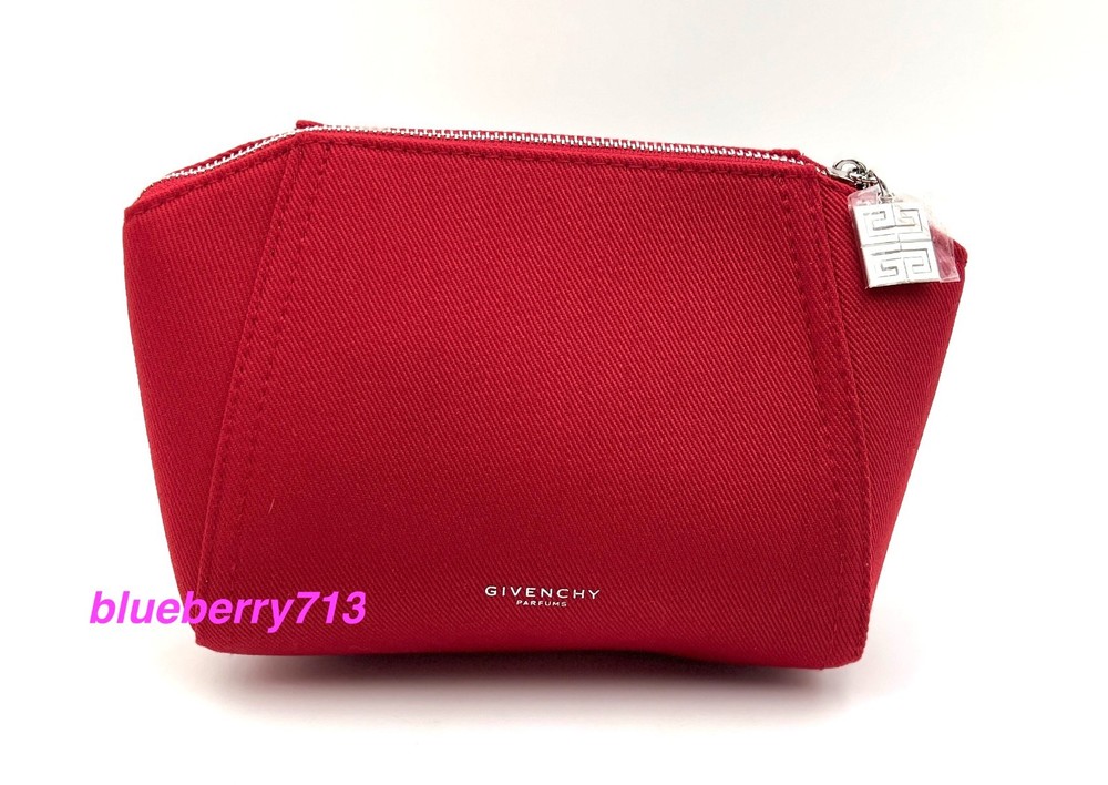 Givenchy Red Pouch Cosmetic Makeup Bag ~ Canvas