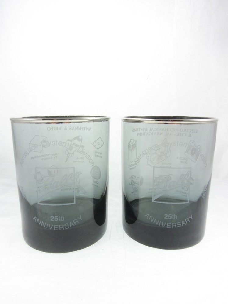 2pc Set Aerospace Systems Division 25th Anniversary Ball Drinking Glasses 4"