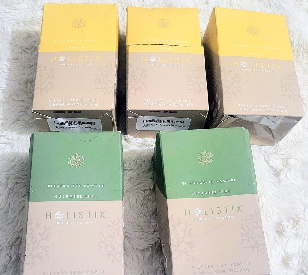 (5) Holistix Electrolyte Powder Cucumber Lime Zero Sugar Hydration Drink 3/26.