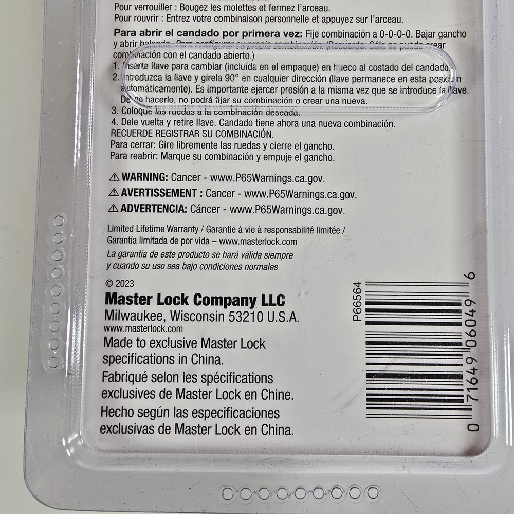 Master Locks 178D Combination Solid Body Padlock Set And Reset - Black