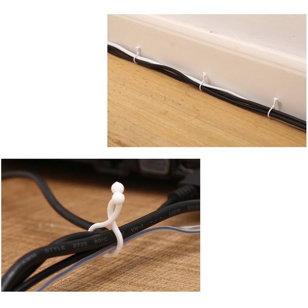100 Pcs Plastic Cord Management Clip Desktop Fixed Data Cable Clips