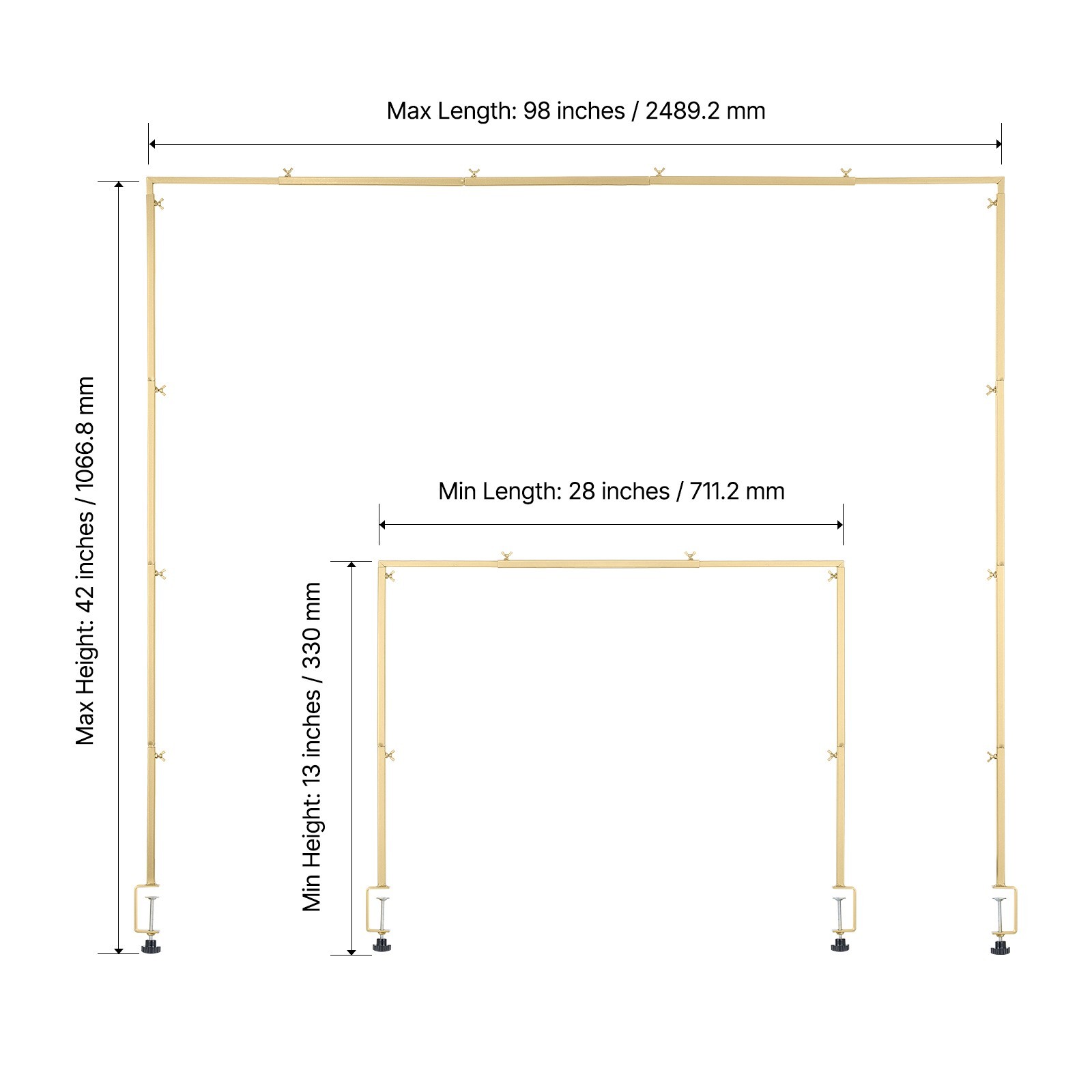 Over The Table Rod Stand Metal Arch Frame 28"-98" Adjustable Wedding Party Decor