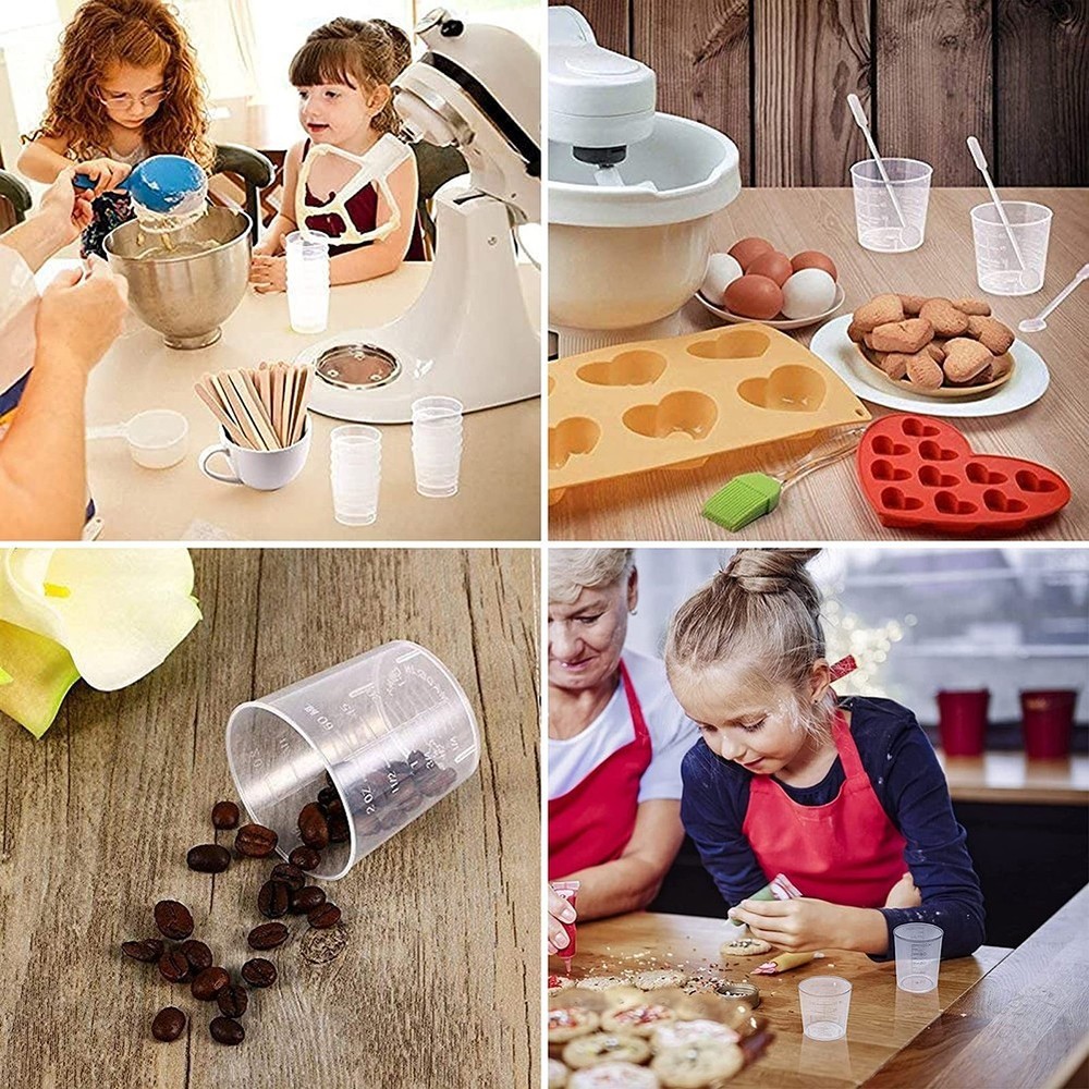 Measuring Cups Cup Transparent With White Lids Cap Container DIY Tools