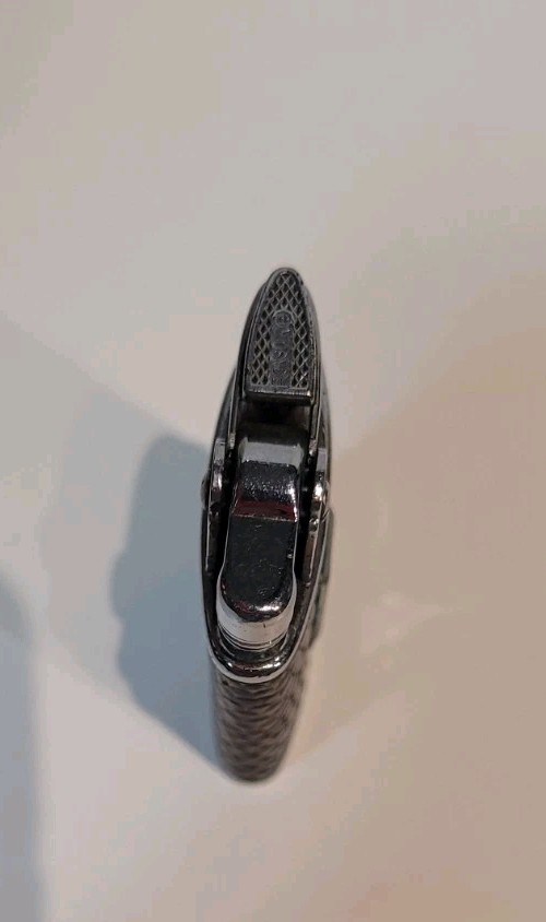 Vintage 1930s Ronson Gem Brown Lizard Covered Lighter Does Strike