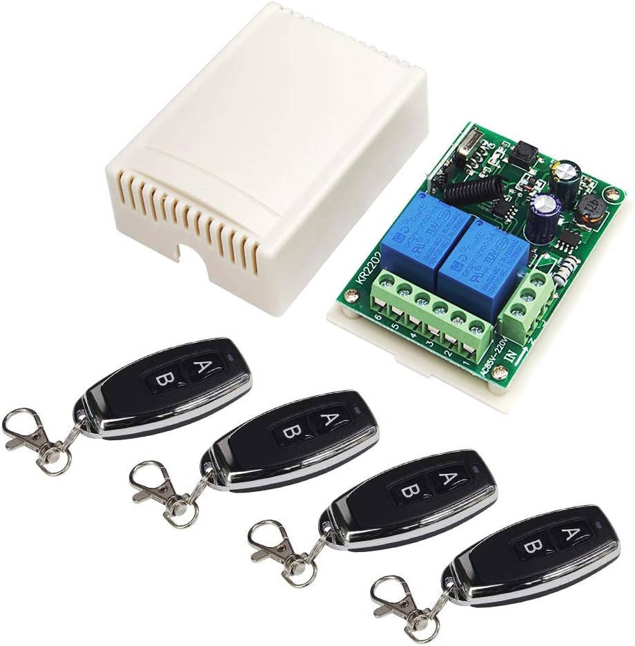 110V 120V 220V Wireless RF Remote Control Relay Switch Universal 2-Channel 433Mh
