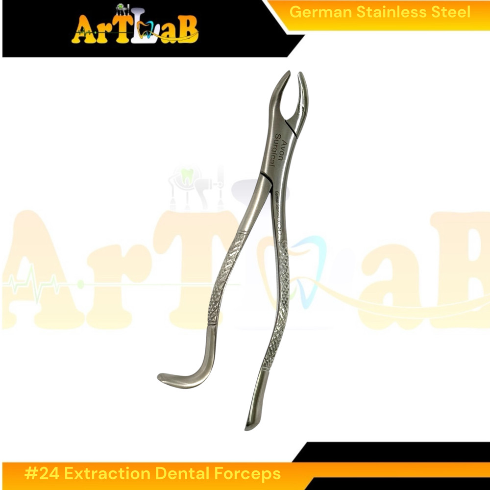Maxillary Molar Extraction Forceps #24, Serrated, Hook Handle, 1st,2nd,3rd Molar