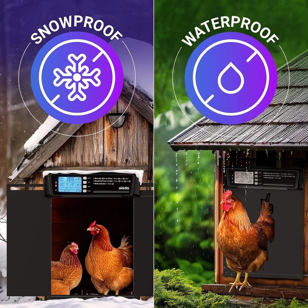 Extra Large Automatic Chicken Coop Door Solar Powered with Remote - LCD Display,