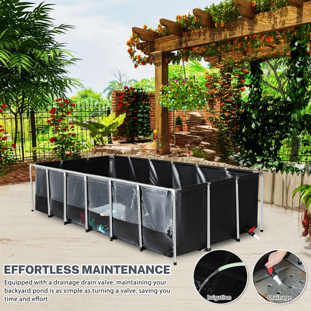 KOI Aquarium Tank Above Ground Fish Pond 750 Gal Foldable Canvas Fish Pool Pond