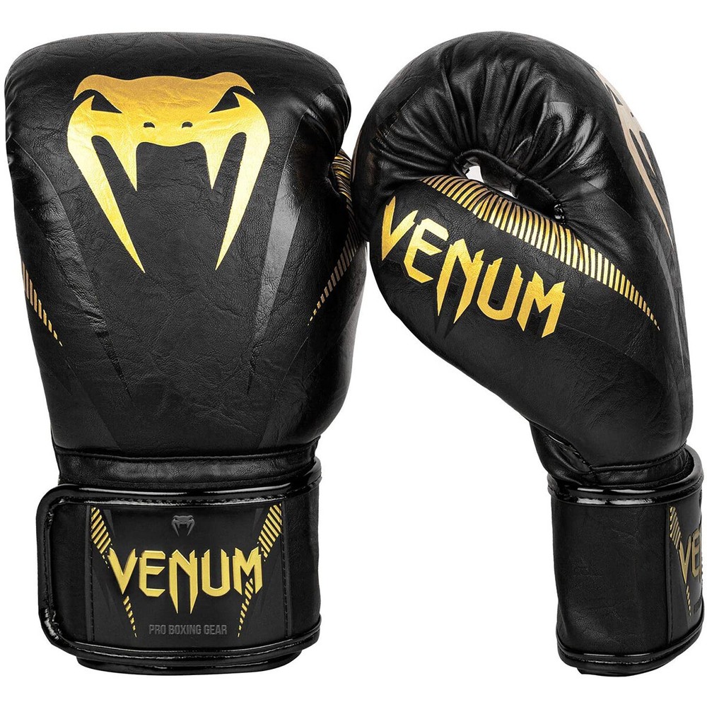 Venum Impact Hook and Loop Boxing Gloves - Gold/Black