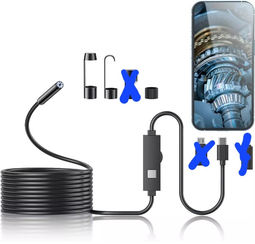 Endoscope Camera with Light, 1920P HD Borescope Tools with 8 Adjustable LEDs