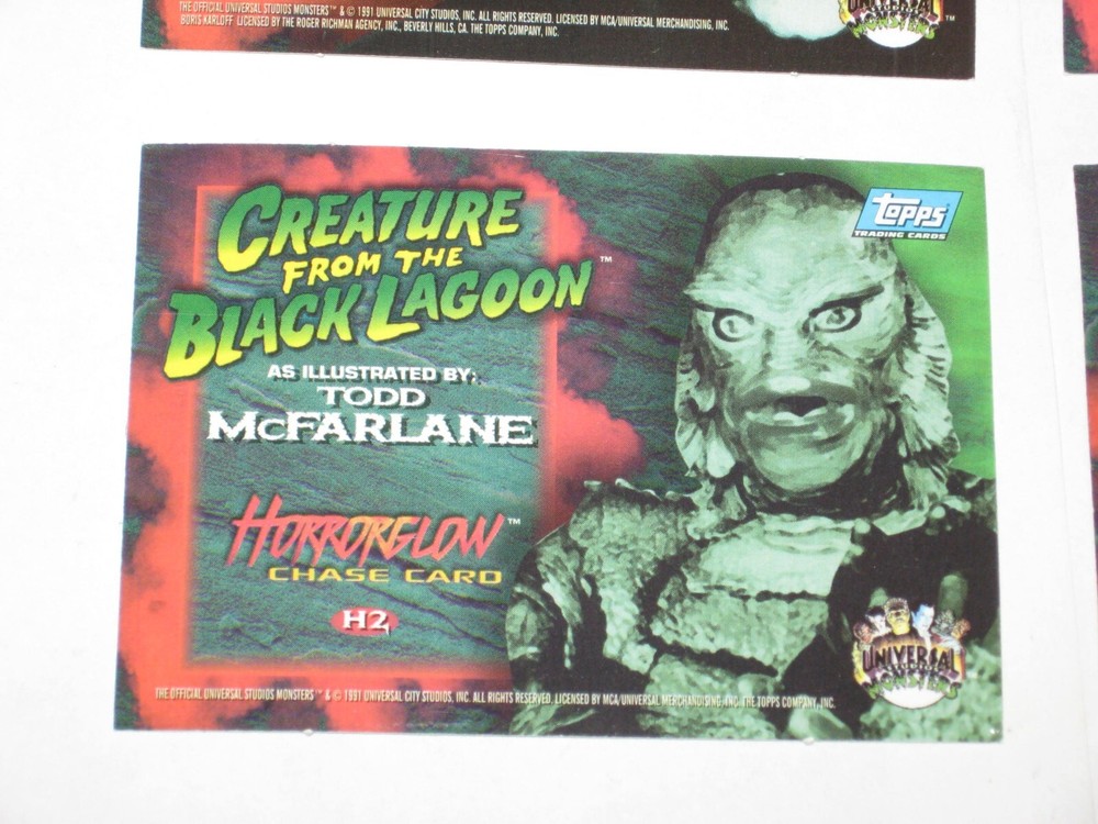1994 Universal Monsters Illustrated INSERT HORRORGLOW 4 Card SET MCFARLANE