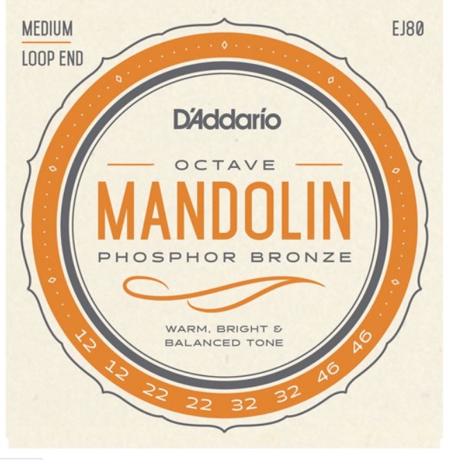 D'Addario EJ80 Phosphor Bronze Octave Mandolin Strings Medium 12-46 J80