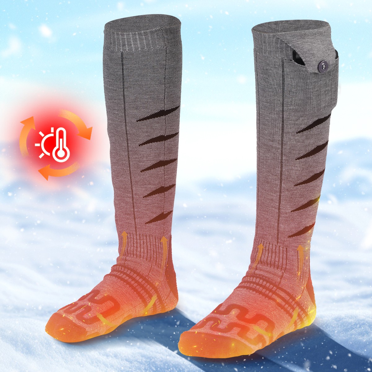 Rechargeable Electric 5000mAh Battery Heated Socks Men Women Winter Foot Warmer