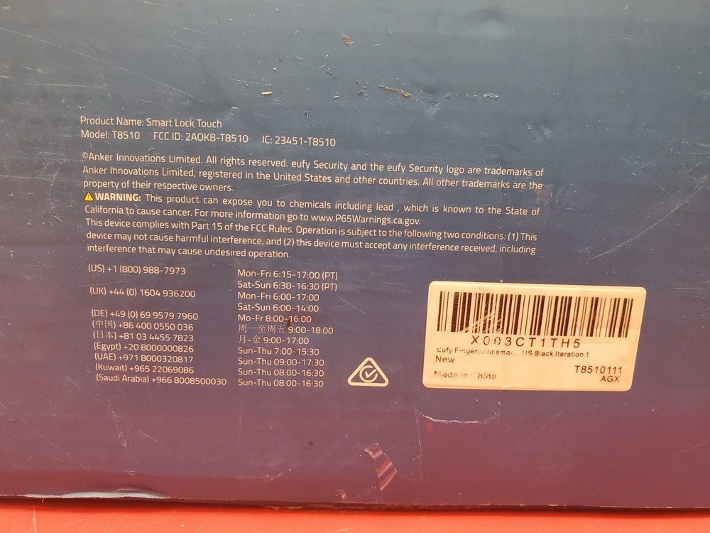 Eufy Security Smart Fingerprint/Bluetooth Touch Lock (T8510) Security Lock