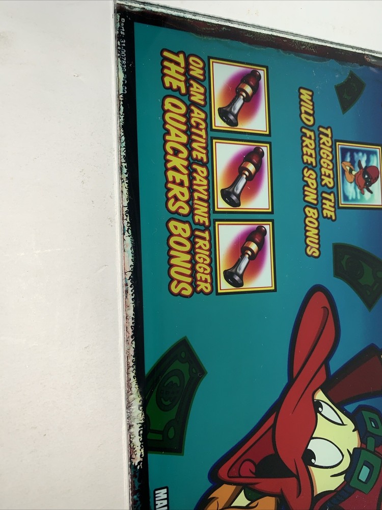 WMS GAMING CASINO SLOT MACHINE GLASS PANEL Quacker$ Quackers