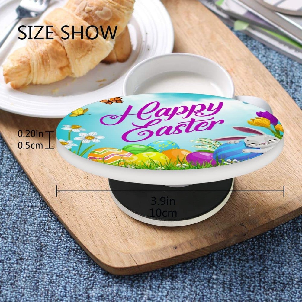 Happy Easter Eggs Drink Coaster with Cork Base, Round Moisture Absorbent Coas...