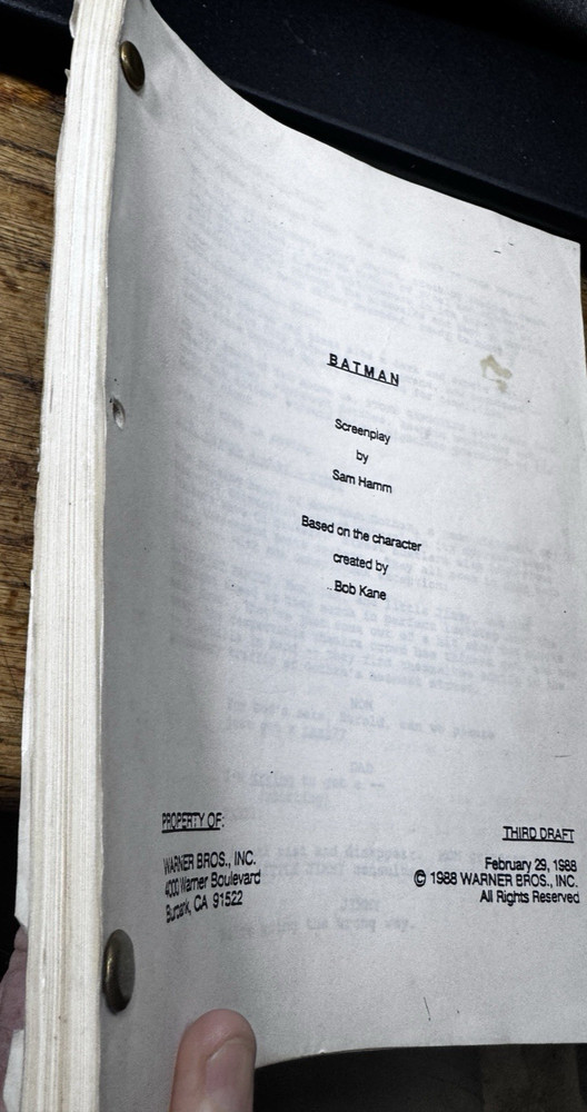 BATMAN Screenplay Script by Sam Hamm Third Draft 1988 READ DESCRIPTION