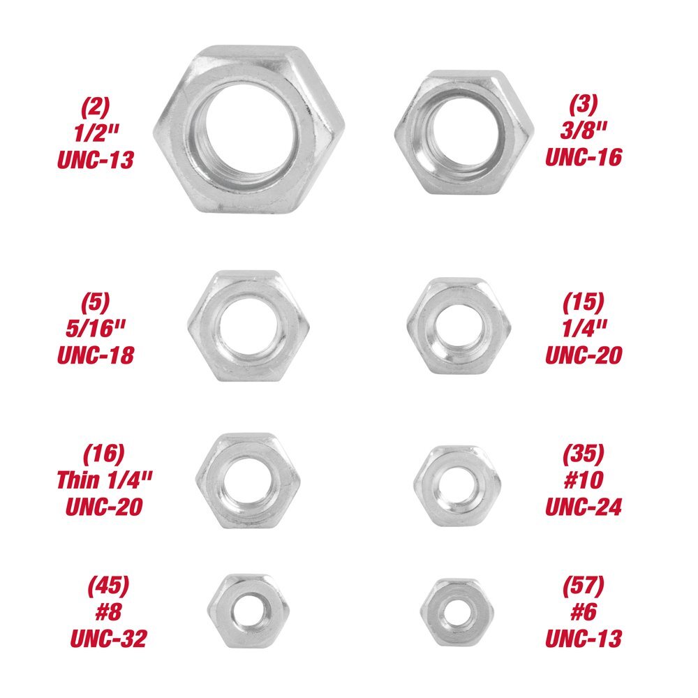 Hex Nut Assortment with Case Assorted 178-Piece Hyper Tough