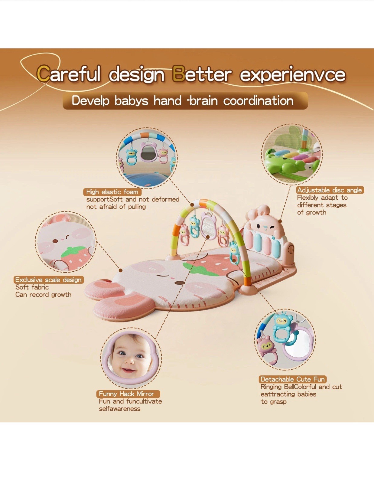 Baby Activity Center Pedal Piano Music Fitness Mat (Green) 0-12 Months