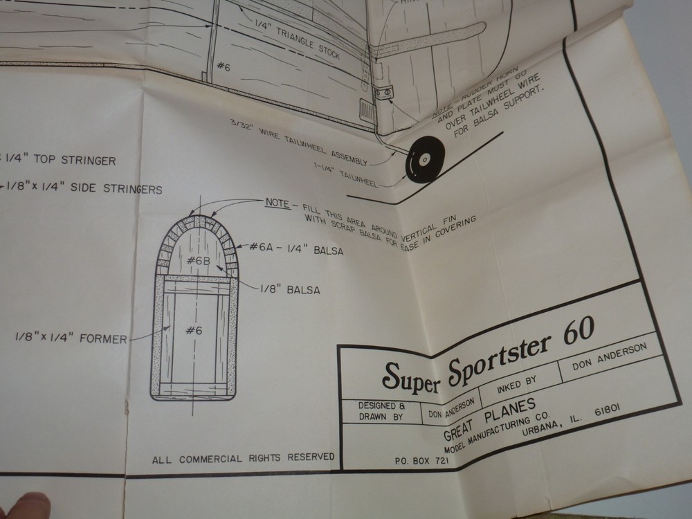 LARGE VINTAGE U-CONTROL - R/C PLANS - INSTRUCTIONS