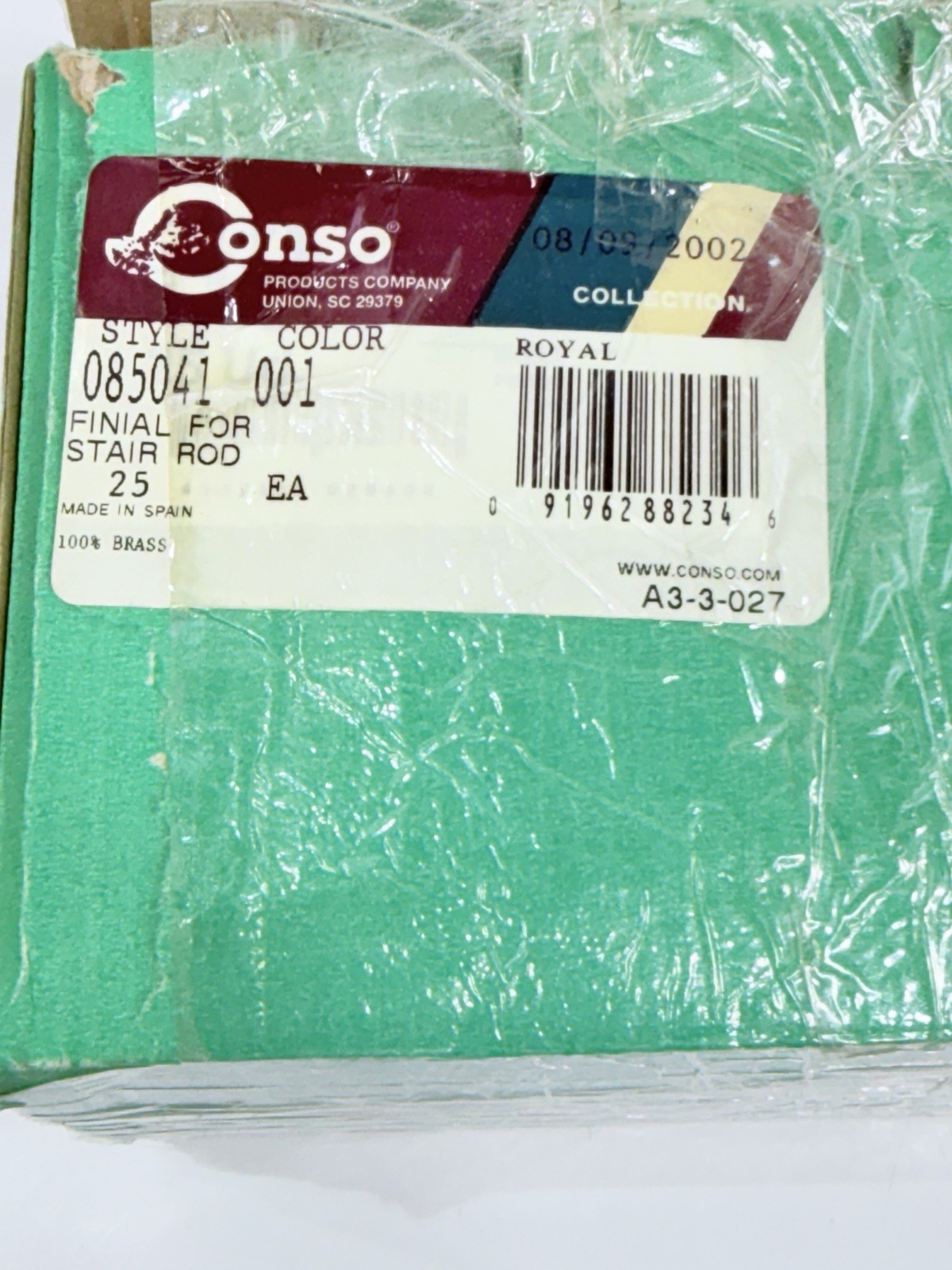 Set Of 24 Vintage Brass Gold Tone Stairway Rod Brackets & Finials Conso Spain